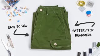 How to Sew Cargo Pants for Beginners  GA023 [upl. by Assirec345]