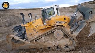 Liebherr PR 776 Bulldozer Pushing over the Quarry Edge [upl. by Gibert]