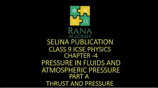 CLASS 9  ICSE  PHYSICS  LECTURE 1  SELINA PUBLICATION  PRESSURE IN FLUIDS  THRUST AND PRESSURE [upl. by Adnirim]