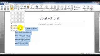 Working with MS Word tables  Converting formatted delimited text to a table [upl. by Sebastien136]