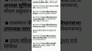 राजस्थान में प्रथम महिला l Rajasthan Gk l reet exam 2024 GK l Rajasthan all Exam Gk gk gkinhindi [upl. by Ardnaeel70]