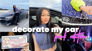 DECORATE MY CAR WITH ME  500 haul car tour emergency car kit deep clean PINK AESTHETIC [upl. by Carmon]