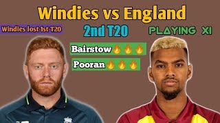 Windies vs England 2nd T20  WI vs ENG 2nd T20  wi vs eng 2nd t20 2019 Playing 11  playing XI [upl. by Esilehs857]