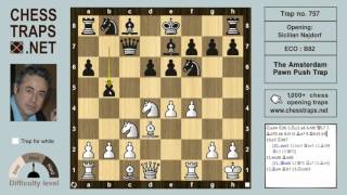 Sicilian Najdorf  The Amsterdam Pawn Push Trap trap no 757 [upl. by Vinni]