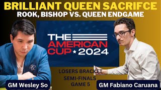 GM Wesley So Vs GM Fabiano Caruana  The American Cup 2024  Losers Bracket  Semifinals Game 5 [upl. by Jecon]