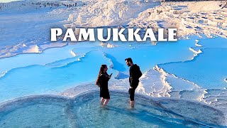 PAMUKKALE In Winter  Hot spring pools and Hierapolis  Turkey Travel Vlog  Eastern Europe Travel [upl. by Adnilak6]