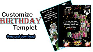 Customize calendar birthday template free psd file download  Birthday calendar photo editing [upl. by Dalli]