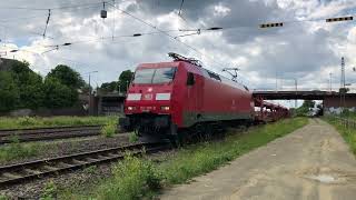 Güterzug mit 152 1079 und leeren Autowagen [upl. by Sardse]