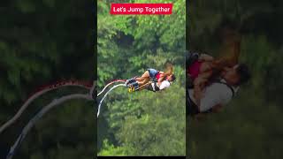 Who wants to do couple bungee  bungee jumping cute couple in the world shorts adventure fly [upl. by Deach801]