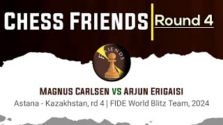 Magnus Carlsen vs Arjun Erigaisi  Astana  Kazakhstan rd 4  FIDE World Blitz Team 2024 [upl. by Aisat90]