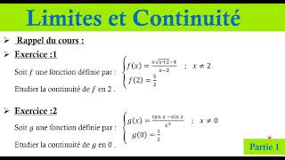 Continuité dune fonction numérique  continuité en un point  exercice corrigé  2BAC [upl. by Amrac]