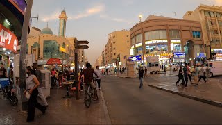 Naif Deira Dubai Streets Busy Sunday Evening Virtual Walking Tour 4K [upl. by Brianna]