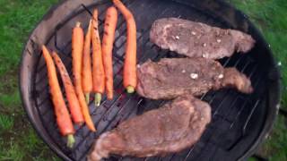 Rubbed Steak and Grilled Carrots 682014 [upl. by Enelyad298]