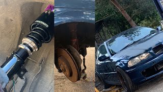 bmw e46 drift build bc racing coilovers stanceparts aircups slr speed camber caster plates install [upl. by Llertnauq]