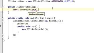 Java swing GUI tutorial 25 JSlider and ChangeListener [upl. by Dnalra485]