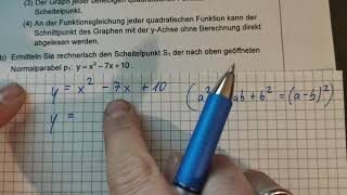 MSA 2019 Bayern Mathematik Aufgabengruppe I Aufgabe 1b Mittlerer Schulabschluss  Scheitelpunkt [upl. by Kcirrag]