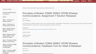 principles of modem CDMA MIMO OFDM wireless communication  NPTEL Week 7  assignment solution 7 [upl. by Rozanna]