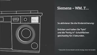 Siemens Waschmaschine Kindersicherung aktivieren und deaktivieren  Siemens Hausgeräte [upl. by Adiv406]