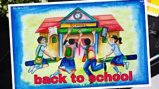 back to school drawingback to school poster makingback to school poster drawingschool drawing [upl. by Karylin]