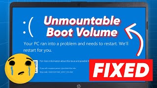 SOLVED How to Fix Unmountable Boot Volume Error on Windows 1110  BSOD Repair [upl. by Allebara]