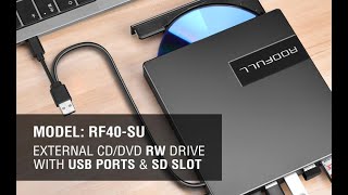 ROOFULL External CD DVD Drive with USB Ports [upl. by Etep]