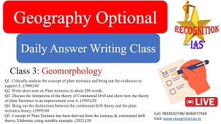 Daily Answer Writing Class 03 l Geomorphology l UPSC 2025 l Geography Optional [upl. by Ahsikal377]