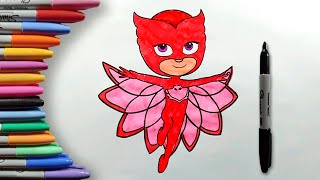 How to Color Owlette from Pj Masks Step by Step Easy Coloring pages for Kids and Beginners [upl. by Akeret]