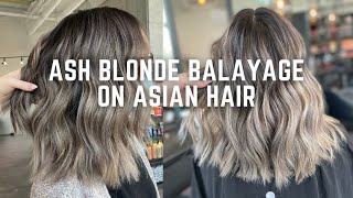 How to get Ash blonde balayage on Asian Hair Tutorial  step by step formulas and hacks [upl. by Anaizit]