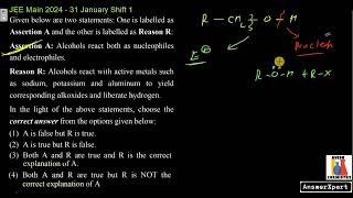 Assertion A Alcohols react both as nucleophiles and electrophiles [upl. by Enitsenre]