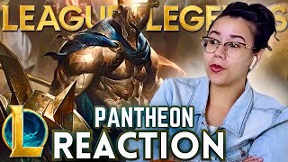 PANTHEON  First Time Reacting to League of Legends [upl. by Aranahs]