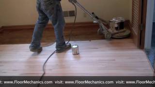 Refinishing hardwood floors Applying Stain with Buffer [upl. by Armilda]