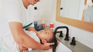 Our Family’s Hair Wash Day Routine 💆🏿‍♀️ 7 Kids 7 Different Hair Types Part 2 [upl. by Dnomhcir]