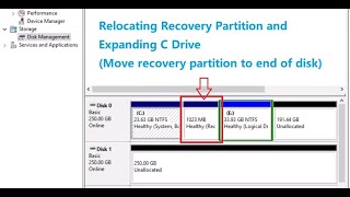 Move Recovery Partition and Extend C Drive Windows 11 10 7 Server [upl. by Ecissej558]