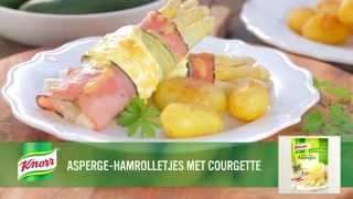 Knorr recept Aspergehamrolletjes met courgette [upl. by Zsolway]