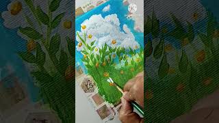 uljhan trendingshorts trendingsong art landscape acrylicpainting aesthetic sketchtutorialart [upl. by Mersey]