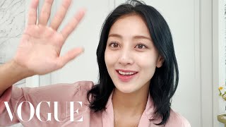 TWICEs JIHYO on Skin Care amp Soft Blush Makeup  Beauty Secrets  Vogue [upl. by Merci]