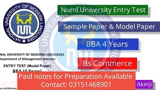 Numl Entry Test Preparation 2024 Numl Entry Test Syllabus Paper Pattern BBA 4 Years numluniversity [upl. by Caspar625]