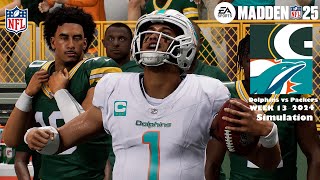 Madden 25 Miami Dolphins vs Green Bay Packers Week 13 Sim 2024 Full 15 Minute Quarters Game Play [upl. by Eckel]