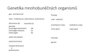 Genetika mnohobuněčných I  základní pojmy [upl. by Adnwahs]