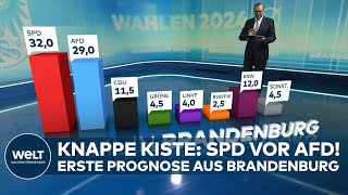 LANDTAGSWAHL IN BRANDENBURG  Erste Prognose SPD knapp vor AfD BSW amp CDU kämpfen um Platz 3 [upl. by Voltz]