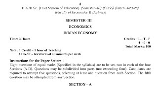 BA  BSc 3rd Semester Economics Syllabus GNDU University  Ba 3rd Semester Syllabus 2024 [upl. by Neenahs]