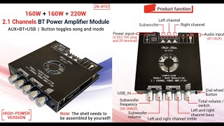 Demo of ZKHT21 TDA7498E Bluetooth 50 Subwoofer 160WX2220W 21 Channel Power Audio Amplifier [upl. by Eneleoj]