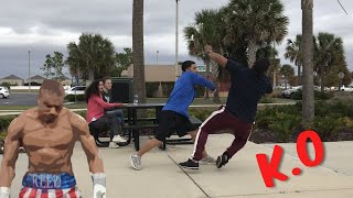 Knocking people out like Adonis Creed  social prank [upl. by Er]