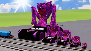 Big amp Small Long amp Tall Super Kissy Missy on Car Lightning vs Trains BeamNG Drive [upl. by Brigid985]