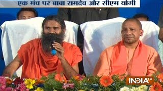 UP CM Yogi Adityanath and Yoga Guru Baba Ramdev addresses conference over Yog Mahotsav [upl. by Atiuqahc279]