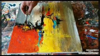 Acrylic abstract painting demonstration Palette knife blending [upl. by Gnagflow]