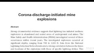 Corona discharge initiated mine explosions [upl. by Aduhey750]