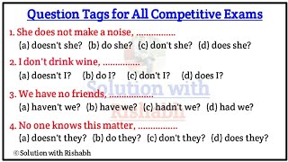 Questions Tags Practice Set02  Questions Tags in English grammar with Examples  Question tags [upl. by Gabriello963]