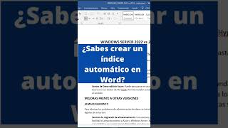 Como CREAR un INDICE en WORD word shorts cursoword productividad [upl. by Aerdno]