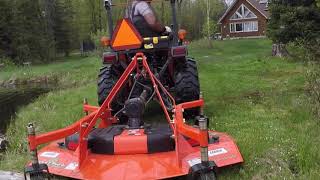 162 kubota B2601 LandPride FDR1660 Finish Mower First Cut outdoor channel [upl. by Osrit431]